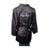 Embroidered Satin Robe