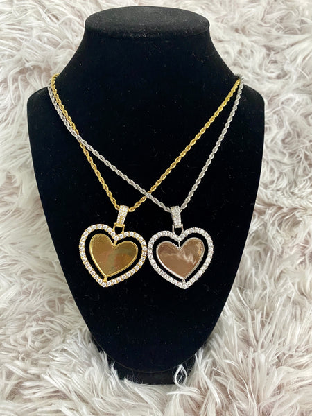 Reversible Heart Photo Necklace